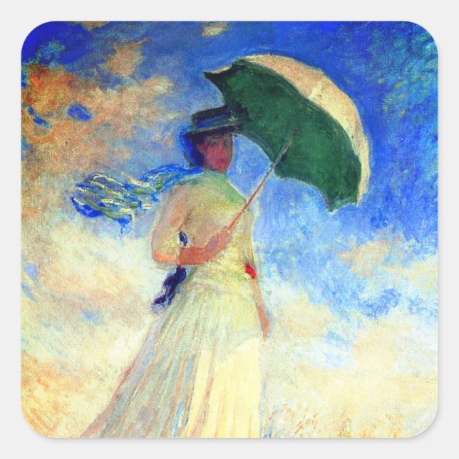 Adesivo Quadrado Mulher Monet com Parasol à Direita (Frente)