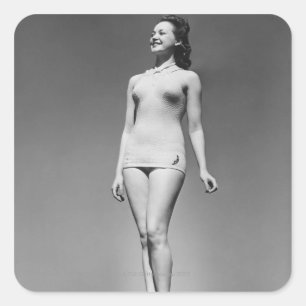 Adesivo Quadrado Mulher no roupa de banho