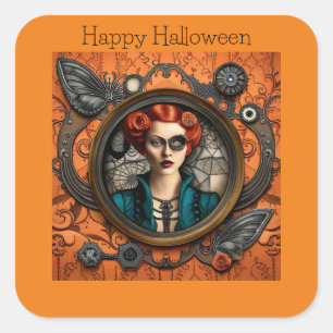 Adesivo Quadrado Mulher Steampunk Halloween