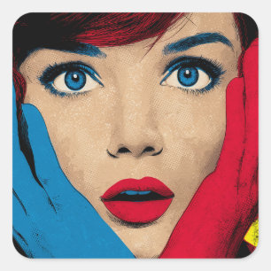 Adesivo Quadrado Mulher Surpresa em Pop Art