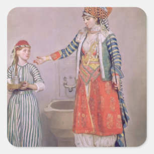 Adesivo Quadrado Mulher turca com seu servo