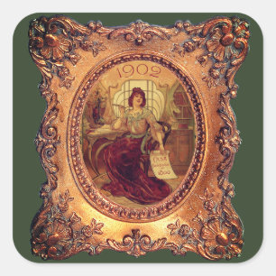 Adesivo Quadrado Mulher vitoriana em elegante quadro vitoriano