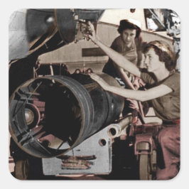 Adesivo Quadrado Mulheres da Segunda Guerra Mundial que trabalham n