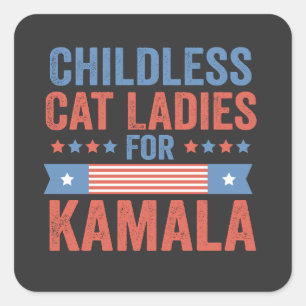 Adesivo Quadrado Mulheres De Gato Sem Fios Para Kamala 2024