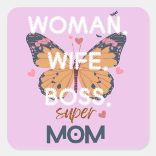Adesivo Quadrado Mulheres, esposa, chefe, super-mãe