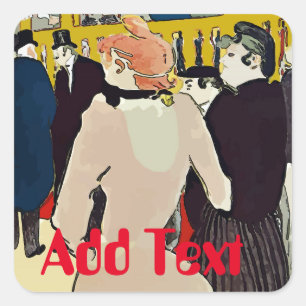 Adesivo Quadrado Mulheres Francesas Andando, adicionar texto, Stick