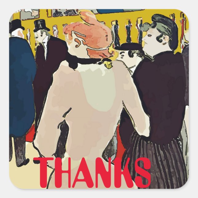 Adesivo Quadrado Mulheres Francesas Andando, adicionar texto, Stick (Frente)