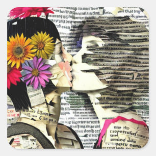 Adesivo Quadrado Mulheres lésbicas apaixonadas   Pride Kiss