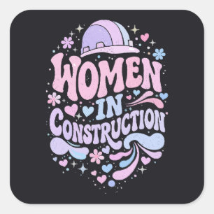 Adesivo Quadrado Mulheres na Construção Retro Empoderamento