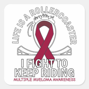 Adesivo Quadrado Multiple Myeloma cancer awareness burgundy ribbon
