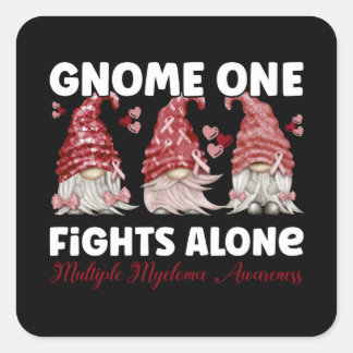 Adesivo Quadrado Multiple Myeloma Cancer Burgundy Ribbon Gnome