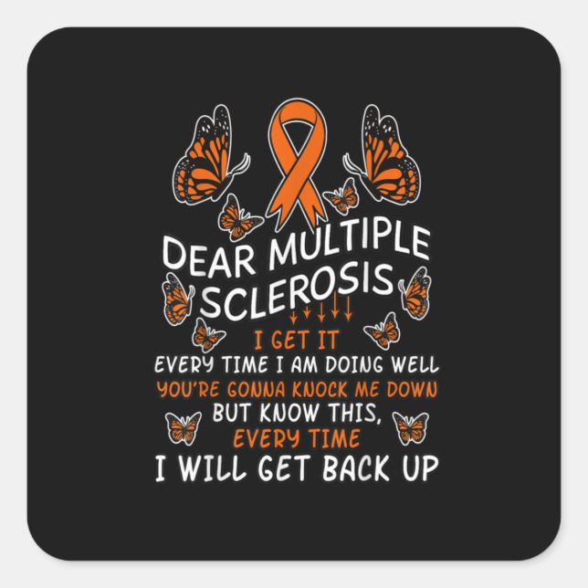 Adesivo Quadrado Multiple Sclerosis Butterfly Ribbon World Ms Day (Frente)