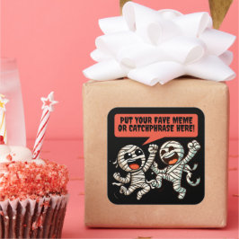 Adesivo Quadrado Múmias Dançantes Colocam Seu Memória De Halloween 