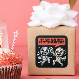 Adesivo Quadrado Múmias Dançantes Colocam Seu Memória De Halloween 