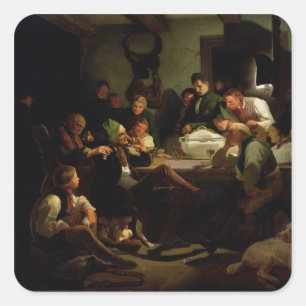 Adesivo Quadrado Munchhausen diz seus contos da caça, 1842