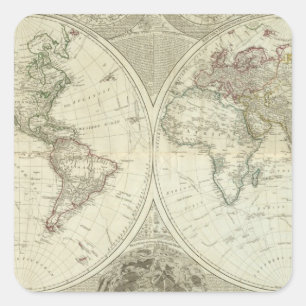 Adesivo Quadrado Mundo composto ou globo terraqueous