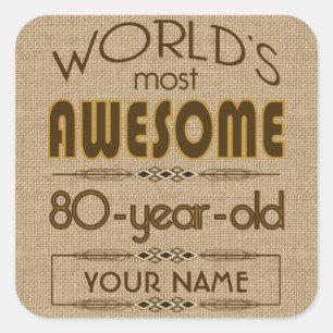 Adesivo Quadrado mundo da celebração do aniversário do 80 melhor