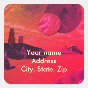 Adesivo Quadrado Mundo de alienígena de lava moldado do SciFi "Sea