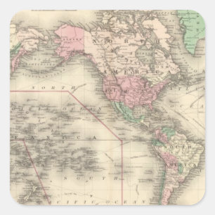 Adesivo Quadrado Mundo na projeção de Mercator