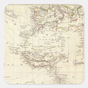 Adesivo Quadrado Mundo, proj gnomonic mim África e Europa sul