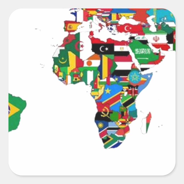 Adesivo Quadrado Mundo Sinalizado - Mapa de Sinalizadores do Mundo (Frente)