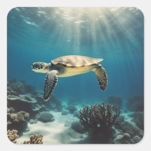 Adesivo Quadrado Mundo Subaquático
