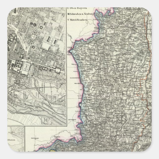 Adesivo Quadrado Munique, Augsburg, Baviera (Frente)