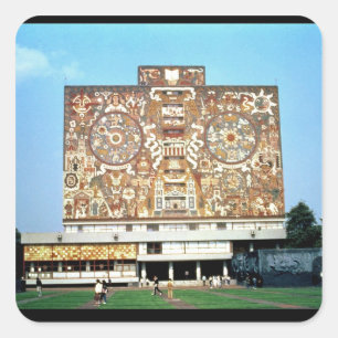 Adesivo Quadrado Mure o mosaico na fachada da biblioteca central