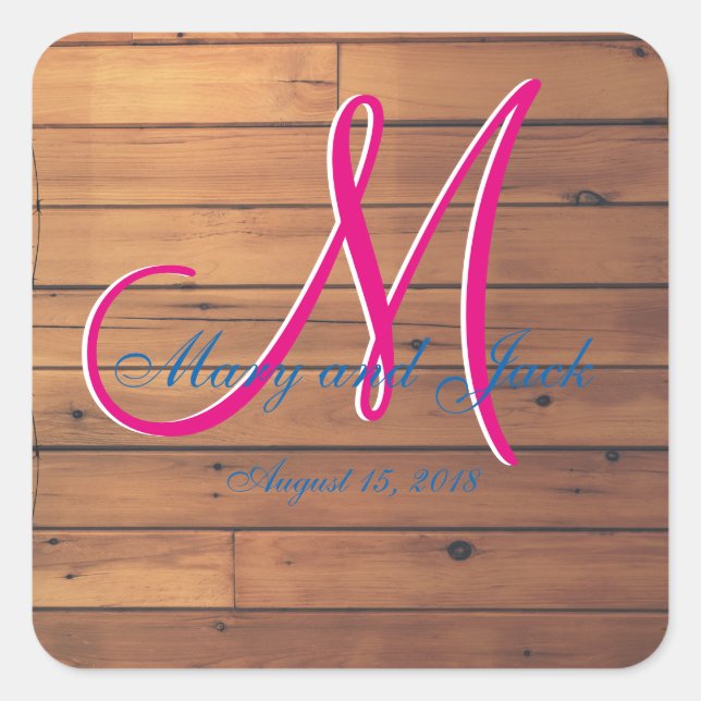 Adesivo Quadrado Muro rústico rústico do país: 3d Monograma (Frente)