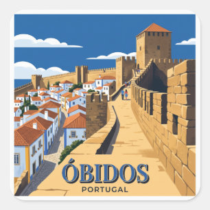 Adesivo Quadrado Muros do Castelo de Óbidos Portugal