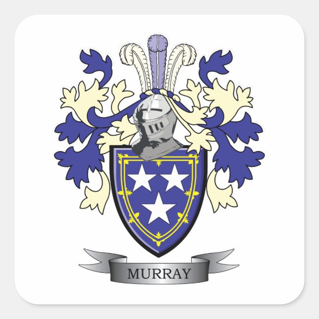 Adesivo Quadrado Murray Family Crest Casaco de Armas (Frente)