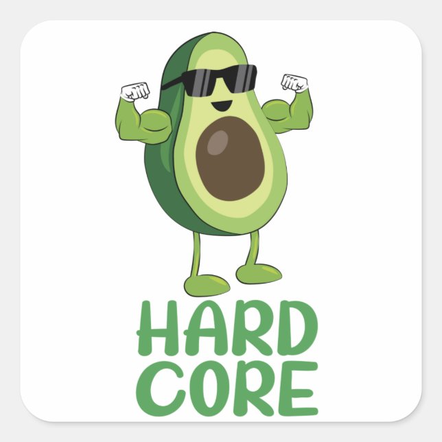 Adesivo Quadrado Muscular Hardcore Avocado Funny (Frente)