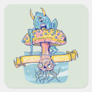 ADESIVO QUADRADO MUSHROOM MONSTER