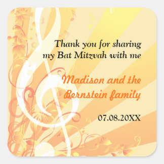 Adesivo Quadrado Music Clefs Bat Mitzvah Sticker