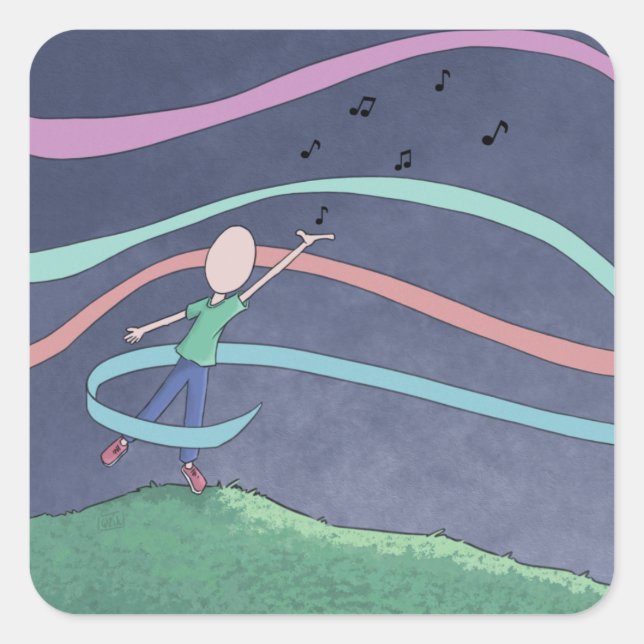 Adesivo Quadrado Music e Melody Square Sticker (Frente)