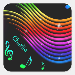 Adesivo Quadrado Music Illustration: autocolantes personalizados