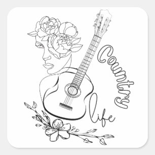 Adesivo Quadrado Música country