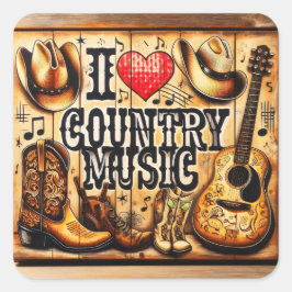 Adesivo Quadrado Música country.