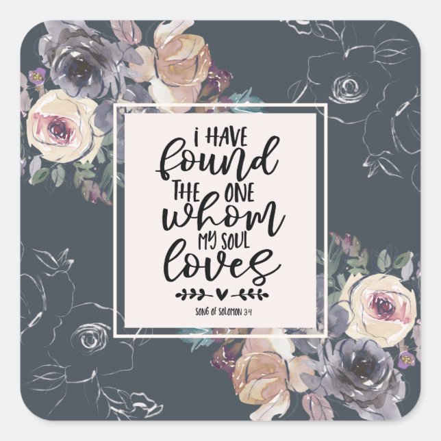 Adesivo Quadrado Música de Salomão 3:4 Encontrei o One Floral (Frente)