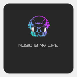 Adesivo Quadrado Música é Minha Vida