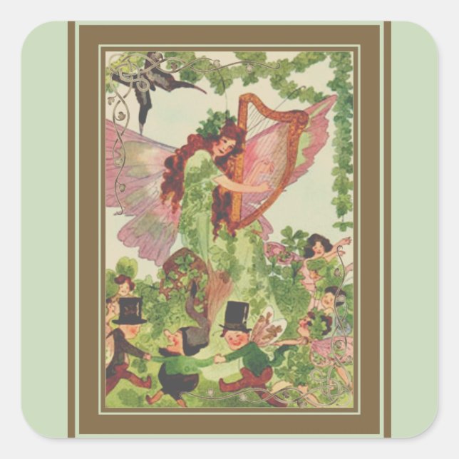 Adesivo Quadrado Música Faerie Reproduzindo Música (Frente)