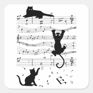 Adesivo Quadrado Música Gatos Gatos Gatos Bonitos Presente para M