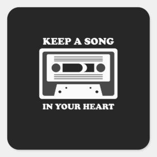 Adesivo Quadrado Música Mantém Uma Música No Seu Coração