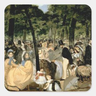 Adesivo Quadrado Música nos jardins de Tuileries, 1862 de Manet  