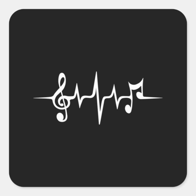 Adesivo Quadrado Música Pulse Notes Clef Frequency Wave Sound (Frente)