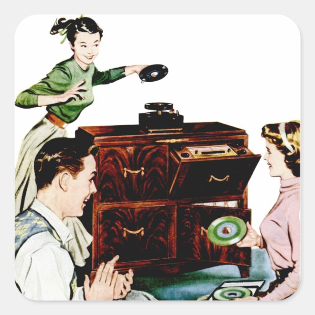 Adesivo Quadrado Música Retro (Frente)