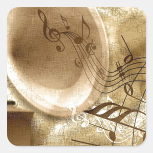 Adesivo Quadrado Música Vintage