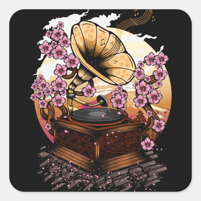 Adesivo Quadrado Musical de Cherry Blossom (Frente)