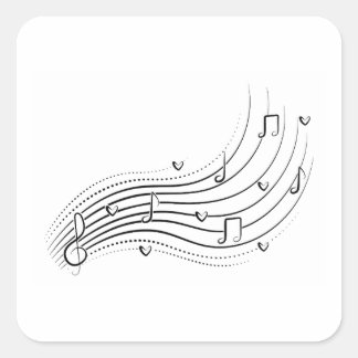 Adesivo Quadrado Musical note wave, black line clipart