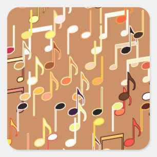 Adesivo Quadrado Musical Notes impressão - Caramel Tan, Multi